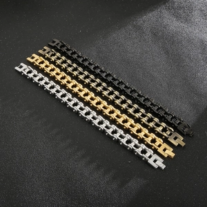 Bracelets chaîne de vélo 13mm pour homme en noir, bronze, doré et argenté poli