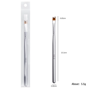 Size #8 crescent moon gel nail brush with V-shaped tip for French manicures and smile lines