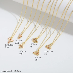 Gold elephant pendant necklace with zircons shown with various animal charms for women