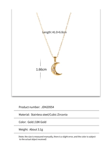 Détails techniques du collier lune plaqué or 18 carats avec oxydes de zirconium