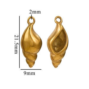 Detailed 3D stainless steel conch shell pendant with size dimensions 21.5mm by 9mm