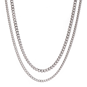 Double Layer Stainless Steel Necklace Snake And Curb Chain Waterproof Hypoallergenic Jewelry For Women