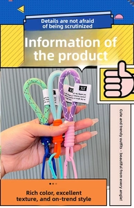 Detail of woven mesh keychain with durable metal carabiner and contrast color rope