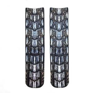 Detail of 3D crocodile skin pattern print socks with realistic scales and textures