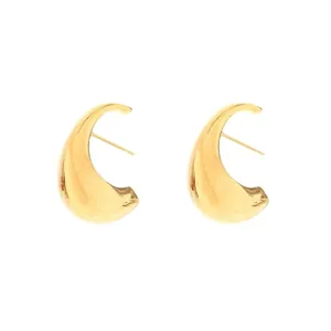 Elegant gold plated crescent teardrop stud earrings with a polished minimalist finish