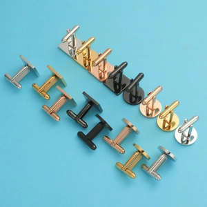 Polished stainless steel cufflinks for men in round and square shapes, multiple colors set