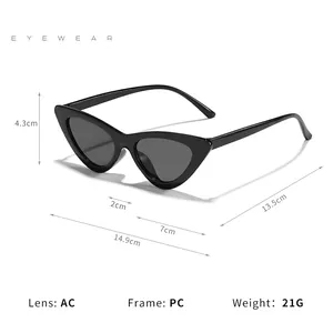 Classic oversized cat eye sunglasses in glossy black finish for a retro fashion look