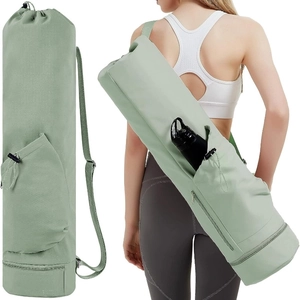 Yoga Mat Bag Waterproof Nylon Carrier With Adjustable Shoulder Strap Pockets For Fitness Gym Travel Workout