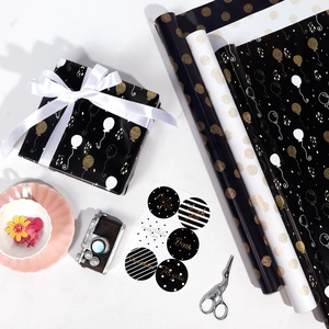 Gift Wrapping Paper Roll Gold Foil Balloon Dot Pattern For Birthday Valentine Christmas DIY Craft Decorative Elegant