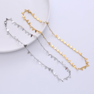 Minimalist stainless steel geometric triangle pendant necklace in gold and silver finishes