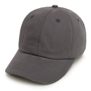 Minimalist dark gray cotton baseball cap for kids with six-panel breathable design