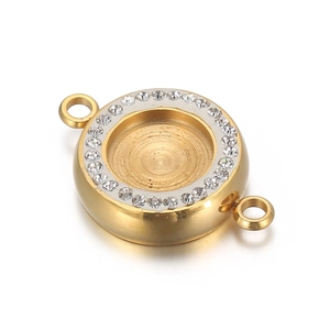Golden stainless steel geometric pendant with clear zircons for DIY jewelry making