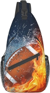 Détail de l'imprimé football américain eau et feu sur le sac à bandoulière de sport