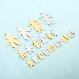 Stainless Steel Silhouette Pendants Polished Boy Girl Figures Charms For DIY Jewelry Making Necklaces Minimalist Fashion