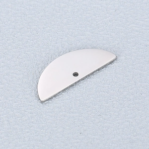 Polished stainless steel semi-circle cutout pendant for DIY jewelry making