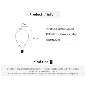 Detailed technical drawing of a vintage grape pendant necklace with full specifications