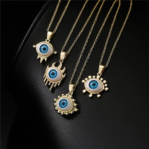 18K Gold Plated Copper Evil Eye Pendant Necklace For Women Micro Inlaid Zirconia Bohemia Lucky Jewelry Gift