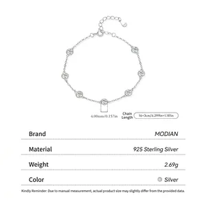 Minimalist S925 sterling silver bubble bracelet with 4mm cubic zirconia stones