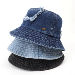 Distressed Denim Bucket Hat Cotton Washed Frayed Edge Retro Streetwear Outdoor Sun Protection Foldable Summer Sun Hat