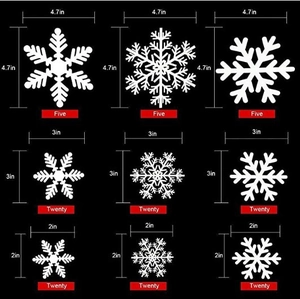 Guide des tailles pour autocollants flocons de neige en 4,7, 3 et 2 pouces de diamètre