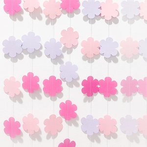 Papiergirlande mit Blumen in Rosa und Lila für Geburtstags- und Hochzeitsdekorationen