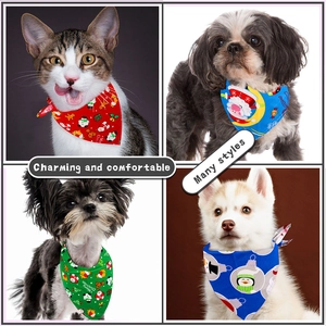 Christmas dog bandana set featuring festive patterns for large and small pets