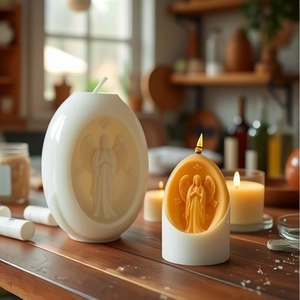Ostern Ei Silikon Kerzenform DIY Religiöses Relief Jesus Maria Engel Duftend Handgefertigt Gips Handwerk Flexibel Wiederverwendbar