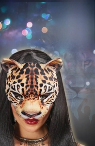 Realistic cheetah print EVA half-face animal mask for masquerade party and carnival event