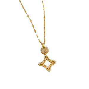 Elegant gold titanium necklace with a sparkling cubic zirconia square star pendant