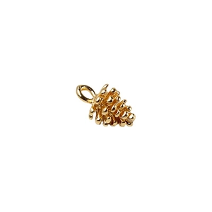 Three-dimensional golden pine cone pendant charm for DIY jewelry and necklaces