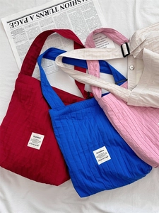 Minimalist solid stripe pleated tote bag in various colors with large capacity design