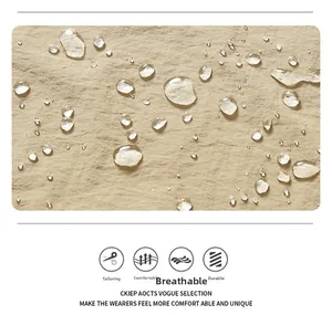 Waterproof casual jacket fabric detail showing hydrophobic beads and texture