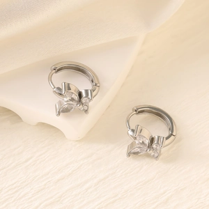 Elegant 18K silver-plated butterfly hoop earrings with sparkling cubic zirconia crystals