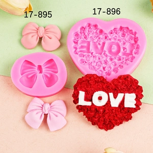 3D Heart Rose Love And Bow Silicone Mold DIY Handcrafted Cake Decoration Chocolate Soap Aromatherapy Plaster Craft