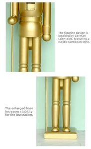 Détail du socle stable et de la finition dorée de la figurine de casse-noisette 38 cm