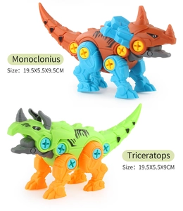 Detailed size specifications for DIY take apart dinosaur building block toy set for boys