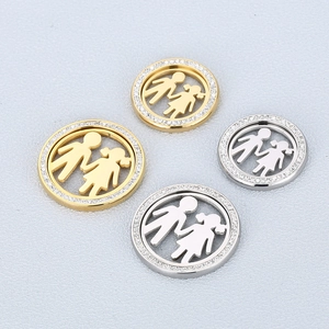 Breloques Rondes Creuses Garçon Fille En Acier Inoxydable Strass Pendentifs Pour La Fabrication De Bijoux Accessoire De Mode