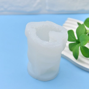 3D rose flower rabbit silicone mold for DIY candle soap making on blue background