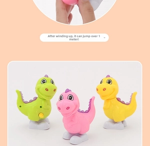 Jouets dinosaures mécaniques en trois couleurs pouvant sauter plus d'un mètre après remontage