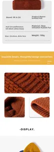 Detail view showing thick knit texture and dimensions of the warm faux rabbit hair beanie