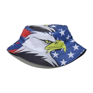 Cappello da pescatore estivo da uomo con bandiera USA, stelle, strisce e stampa aquila