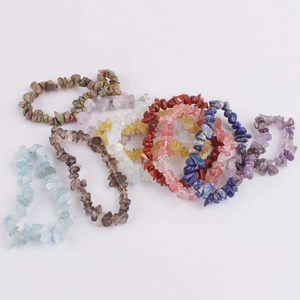 Handmade natural stone beaded bracelets with colorful irregular crystal chips for women