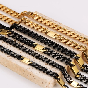Minimalist dual-tone cuban chain necklaces in gold and black stainless steel