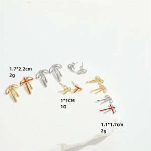 Fashion vintage bow earrings in gold and silver colors with three different size options