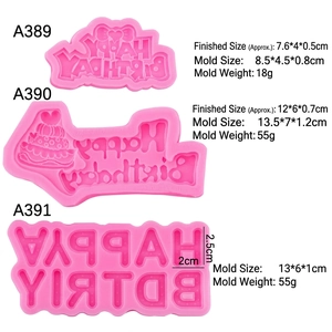 Pink silicone Happy Birthday cake mold set for baking chocolate decoration DIY crafts