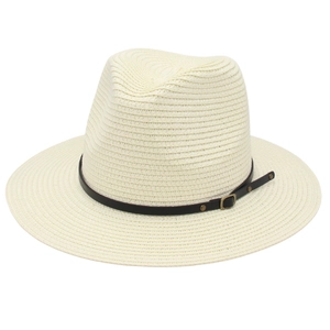 Cappello Fedora Panama Classico Paglia Intrecciata Tesa Larga Protezione Solare Estate Spiaggia Stile Jazz Con Cinturino Ecopelle Fibbia Metallo