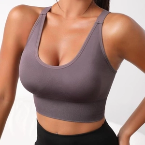 Seamless Knit Sports Bra For Women Quick Dry Padded Yoga Tank Top For Fitness Gym Workout Racerback Running Top