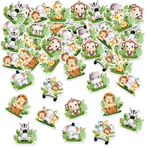 Jungle Animal Party Confetti Table Scatters Watercolor Safari Lion Elephant Giraffe For Baby Shower Birthday Decoration