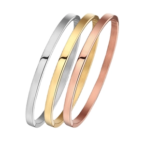 Minimalistisches Armreif-Set aus Edelstahl in Silber, Gold und Roségold mit Spiegeleffekt
