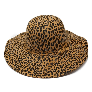 Leopard Print Fedora Hat Wide Brim Felt Wool Blend Retro Jazz Panama Cap For Women And Men